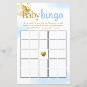 Blue Over the Moon Baby Bingo Baby Shower Game