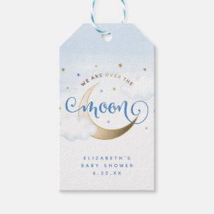 Blue Over the Moon Baby Shower Favour Tags