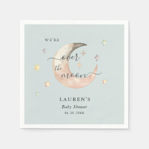 Blue Over The Moon Boho Celestial Baby shower Napkin