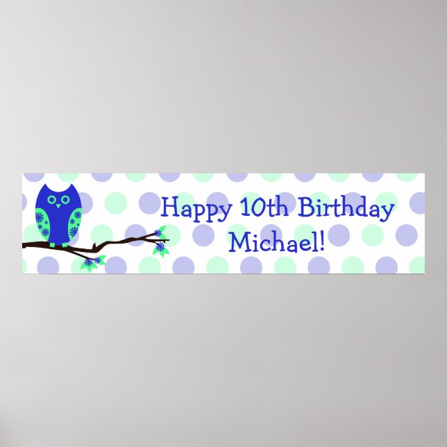 Blue Owl 10th Birthday Personalised Sign (Front)