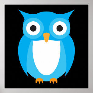 Blue Owl - Add Your Own Text Poster