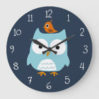 Blue Owl and Cute Orange Bird