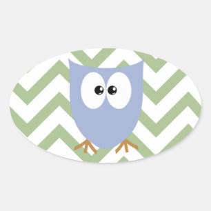 Blue Owl Baby Boy Announcement Oval Sticker