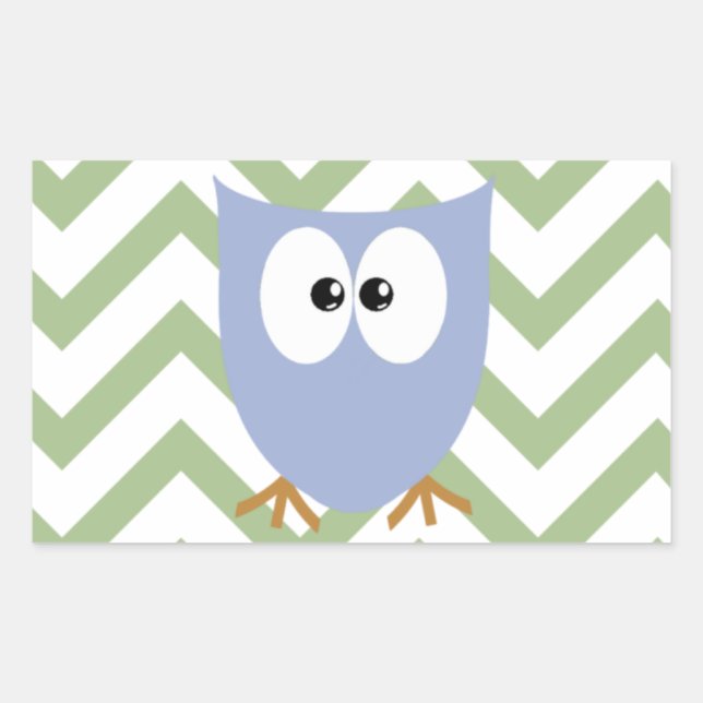 Blue Owl Baby Boy Announcement Rectangular Sticker (Front)