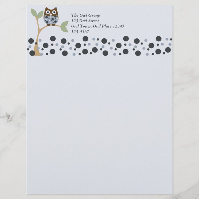 Blue Owl Baby Personalised Letterhead (Front)