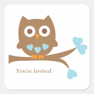 Blue Owl Baby Shower Envelope Seal