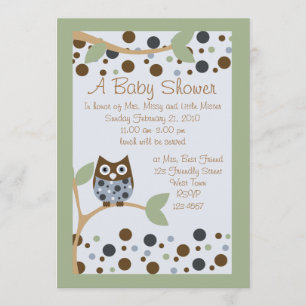 Blue Owl Baby Shower Invitation