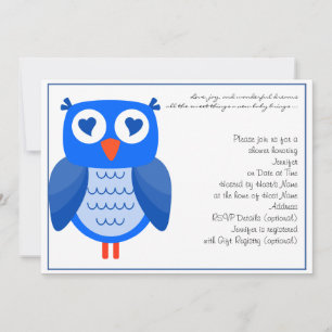 Blue Owl Baby Shower Invitation