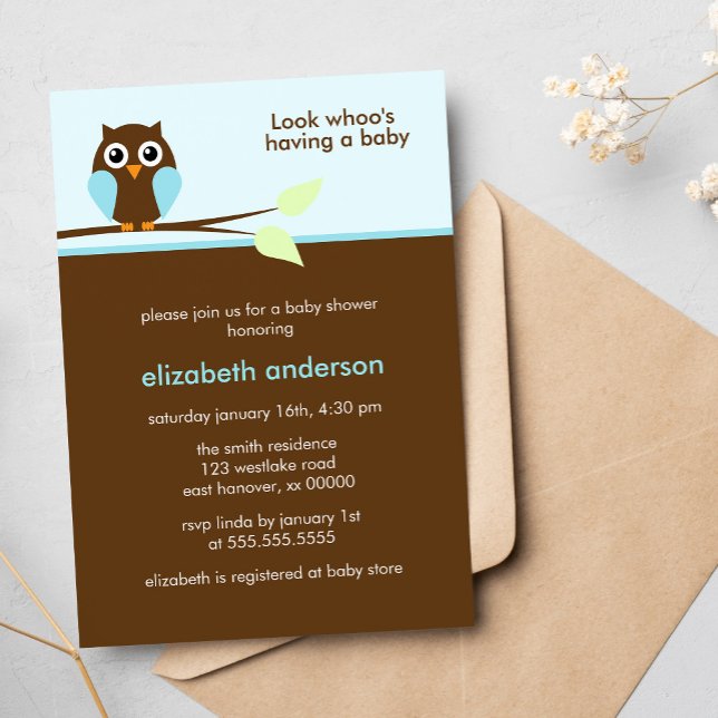 Blue Owl Baby Shower Invitations (Creator Uploaded)