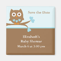 Blue Owl Baby Shower Save the Date