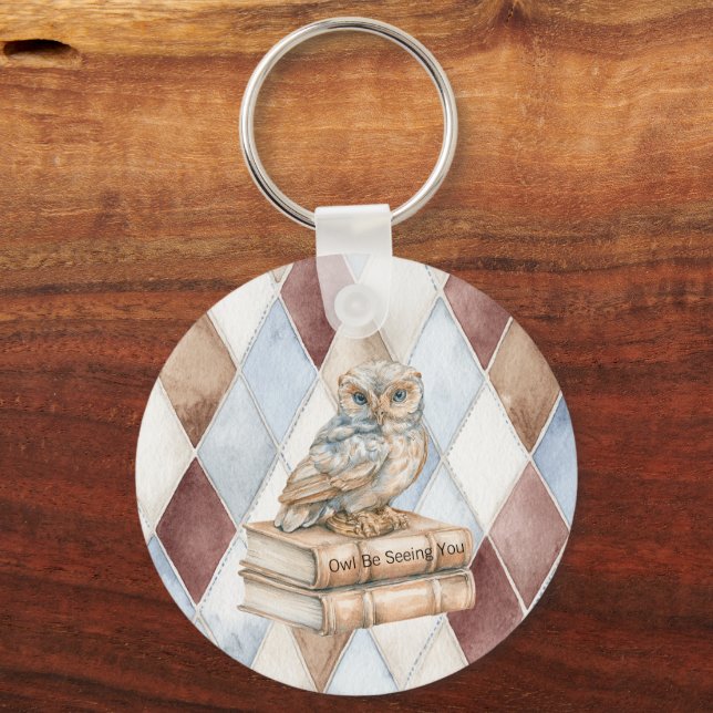 Blue Owl Be Seeing You Books Key Ring (Front)