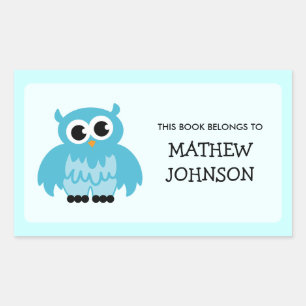 Blue owl book label stickers   School supplies