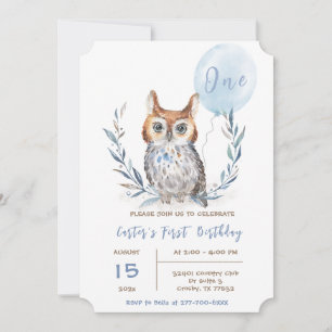 Blue Owl Boy Birthday Template