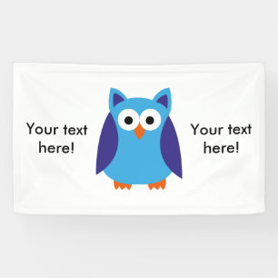 Blue owl cartoon banner