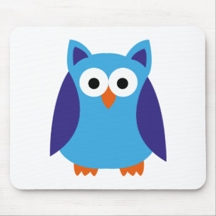 Blue owl cartoon mouse mat