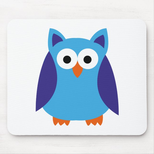 Blue owl cartoon mouse mat (Front)