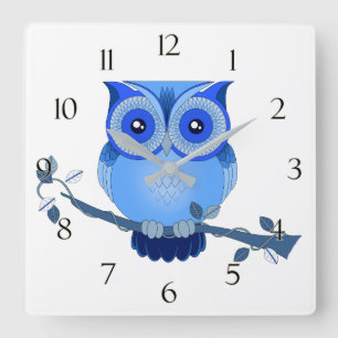 Blue Owl Clock with Numbers