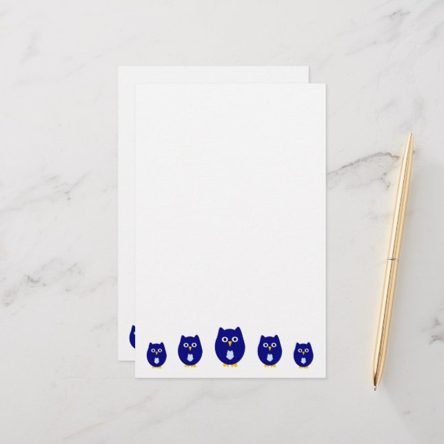 Blue Owl Design Stationery (Front/Back In Situ)