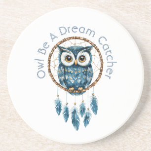 Blue Owl Dream Catcher Coaster