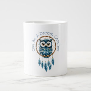 Blue Owl Dream Catcher Large Coffee Mug