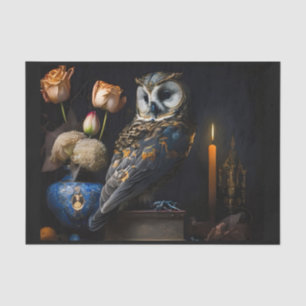 Blue Owl & Flowers Tissue Paper