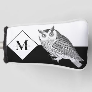 Blue Owl Grey Monogram name Golf Head Cover