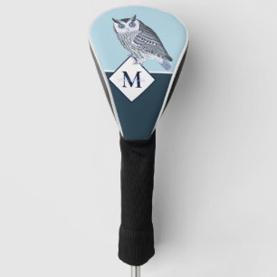 Blue Owl Grey Monogram name Golf Head Cover