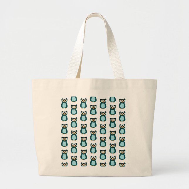 Blue Owl illustration Large Tote Bag (Front)