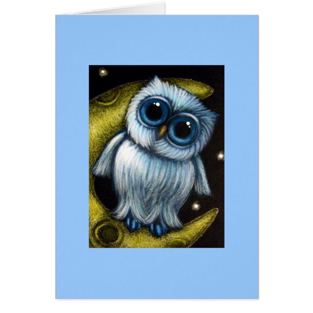Blue Owl in the Moon Customise Card (Front)