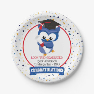 Blue Owl Kindergarten Graduation  Paper Plate