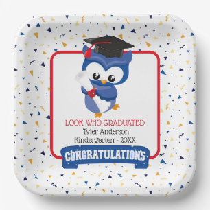 Blue Owl Kindergarten Graduation  Paper Plate