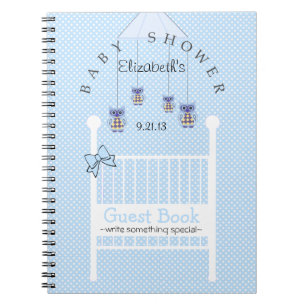 Blue Owl Mobile Baby Shower Guest Book- Notebook