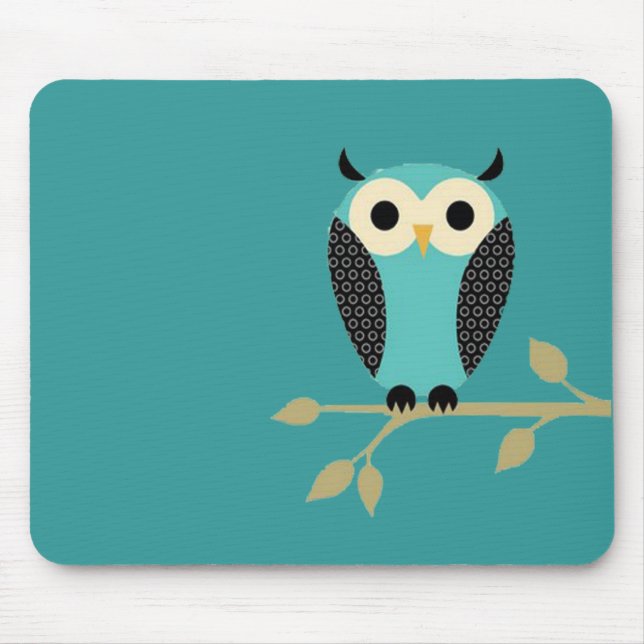 Blue Owl On Limb Mouse Mat (Front)