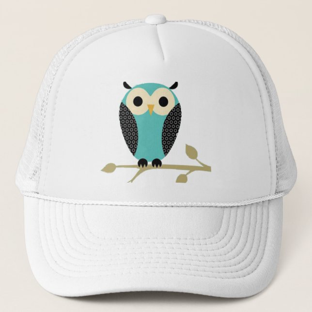 Blue Owl On Limb Trucker Hat (Front)