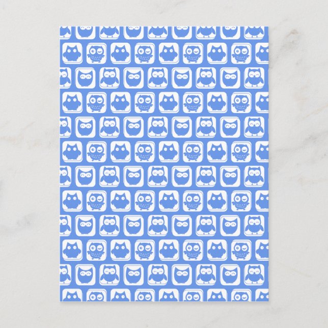 Blue Owl Pattern Postcard (Front)