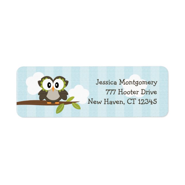 Blue Owl Return Address Labels Custom (Front)