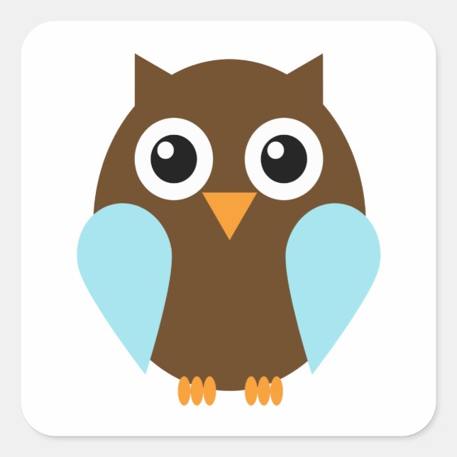 Blue Owl Square Sticker (Front)
