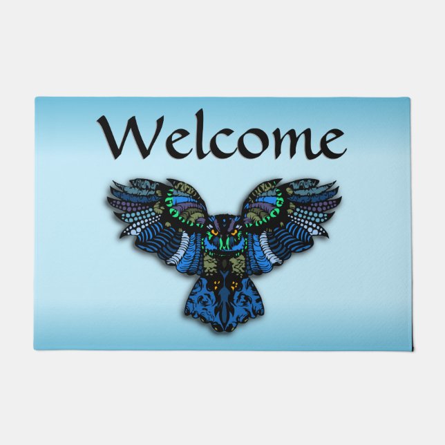 Blue Owl Welcome Mat (Front)