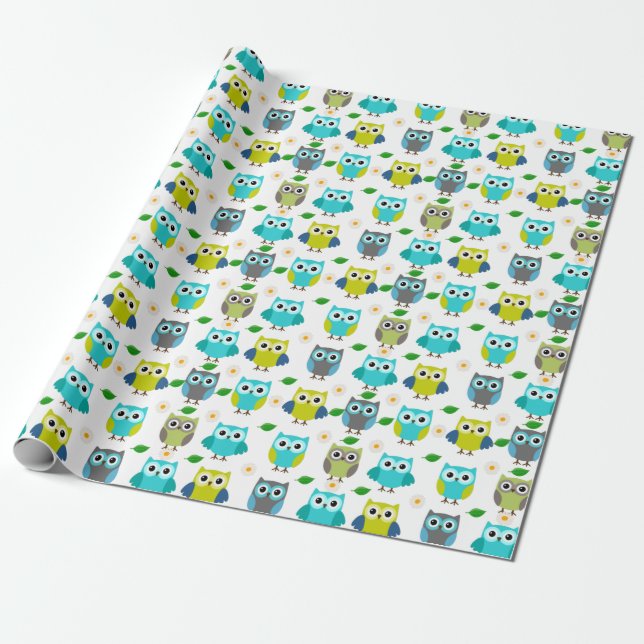 Blue Owl  Wrapping Paper (Unrolled)