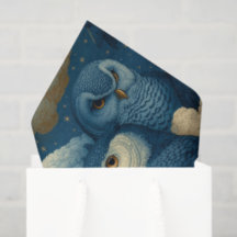 Blue Owls and Starry Night Clouds Nursery Decor