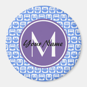 Blue Owls Custom Monogram Magnet