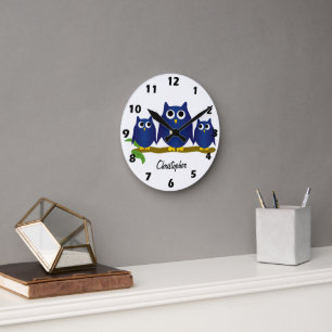 Blue Owls Design Personalised Round Clock