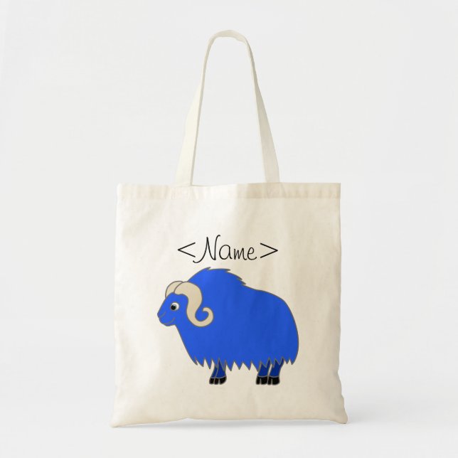 Blue Ox with Curled Horns Tote Bag (Front)