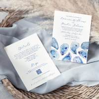 Blue Oyster Shell All-in-One QR code RSVP Wedding
