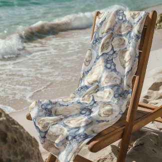 Blue Oyster Shells Beach Towel