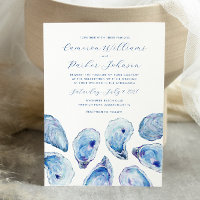 Blue Oyster Watercolor Coastal Wedding