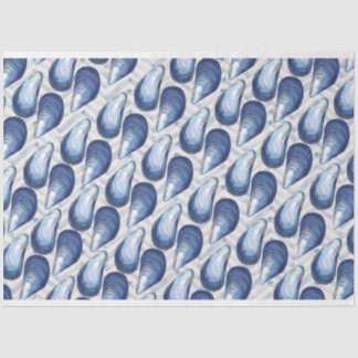 Blue oysters on chevron background tissue paper