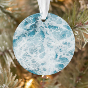 Blue Pacific Ocean Wave Ornament