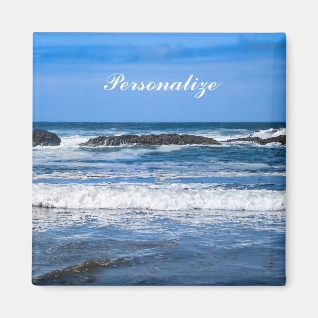 Blue Pacific Ocean With Name Magnet (Front)
