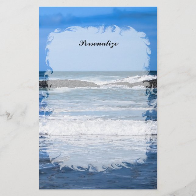 Blue Pacific Ocean With Name Stationery (Front)